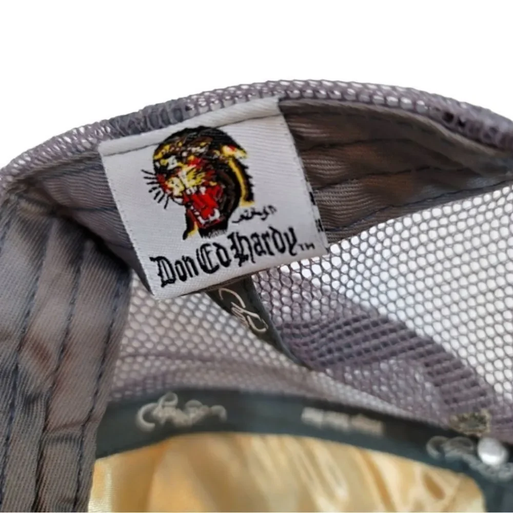 New Vintage Ed Hardy Christian Audigier Embroidered Rhinestone Snapback Hat